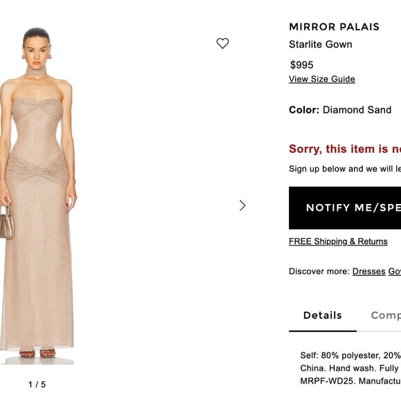 Mirror Palais The Starlite Dress in Diamond Sand - Picture 16 of 16